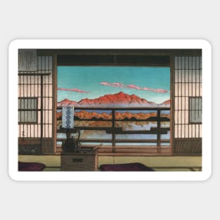 Morning at the Arayu Hot Spring Resort by Kawase Hasui Sticker